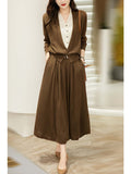 2025 Autumn Suit Hit Fake Two V-Neck Knitted Cardigan / Actually Tight Waist Half-Dressed Woman HZ1220