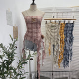 Real Shooting Lace Suspension Sheaf Vest Women's Summer Thin Irregular Lotus Leaf-Side Ribbon Slime Blouse 11851 HZ1208