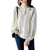 Spring And Autumn 2025 New Fashion Print Shirt Women's Collar Bohemian Loose Gas Blouse HZ1220