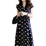 French Retro Wave Dot Dress 2025 New Women's Summer Waist Thin Temperament Design Sense Small Chiffon Skirt HZ1220