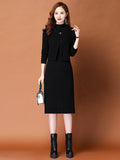 New Knitted Dress In Autumn And Winter 2025 Two Sets Of Women's Long Thin Temperament Inside The Bottom Sweater Skirt HZ1220