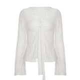 2025 Hersting Sexy Spice Girls Lace Perspective Kinesi Design V Collar Cardigan Holiday Wind With Sunscreen Thin Top HZ1220