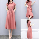 Shirt Dress Women's Summer 2025 New Slim Temperament Slim Long Small Fresh Pop Summer Chiffon Skirt HZ1220
