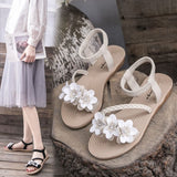 Trade Sandals Women 2025 Summer New Large Size Dress Women's Shoes Flats Gentle Flowers Roman Sandals Women HZ1220