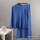 2025 Hot Sales Solid-Color Suit Women Irregular Open Fork Top + Wide Leg Pants Leisure Loose New HZ1208