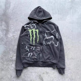 Vintage Zippered Sweatshirt Man M Loose Niche Coat Wearing Handsome Loose Blouse Hoodie HZ1208