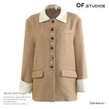 25 Autumn New Personalized Loose Version Of Real Wood Buckle Combination Top Suit + Pants Two-Piece Set Female 1816 HZ1208