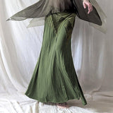 Sen Is A Vintage Style Irregular Paste Splicing Long Fishtail Skirt Temperament Babes Niche Design Open Skirt HZ1220