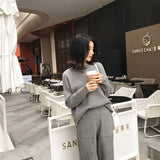 Autumn 2025 Autumn And Winter New Set Of Sweater Thin Knit Trousers Casual Suit Women's Two-Set HZ1220