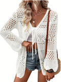 New Beach Knitted Jersey In Summer 2025 Sexy Solid Color Knitted Beach Swimwear Shirt Sunscreen Cardigan HZ1208