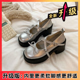 French Mary Jane Shoes Women's Summer 2025 New Shallow Thick Heel Single Shoe Bow With Skirt Jk Small Leather Shoes HZ1220