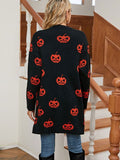 New Sweater For Women's Casual Halloween Pumpkin Head With Long Coat Knitted Cardigan HZ1208