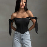 Slim Slimming Small Blouse Female Feeling Dew Back Strap Collarbone Irregular Fish Bone Boobs HZ1208
