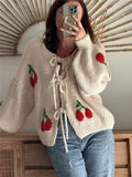 Autumn/Winter 2025 Knitted Cardigan With Loose Casual Sweater Strawberry Cherries With Coat Top HZ1208