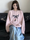 French Languid Wind Bow Embroidered Sweater Coat New Sweet Soft Glutinous Thick Knitting Blouse Tide In Autumn And Winter HZ1208