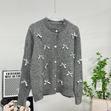 2025 New Heavy Industry Three-Dimensional Bow Atmosphere Sweater Women Autumn And Winter Design Sense Long-Sleeved Sweater Cardigans HZ1208