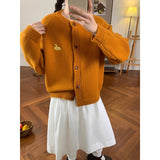 Lazy Wind Soft Knitted Cardigan Women's Autumn And Winter 2025 Korean Version Of The Collar Loose Casual Sweater Jacket HZ1208