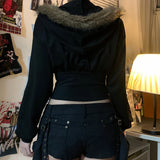 Dark Wind Hair Stranding Zip Coat Hottie Autumn And Winter Slim Slim Irregular Top HZ1220