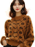 European Goods Heavy Industry Caramel Color Thick Line Sweater 2025 New Lazy Loose Knitting Small Fragrant Coat HZ1208