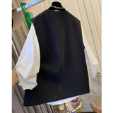 High-End Chic Black Suit Masques Korean Version Of Loose Long-Sleeved Shirt Women 2025 European Simple Two-Piece Tide HZ1220