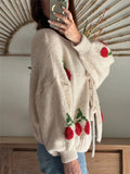 Autumn/Winter 2025 Knitted Cardigan With Loose Casual Sweater Strawberry Cherries With Coat Top HZ1208