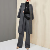 2025 New Women's Clothing Autumn And Winter Long Two Sets Of Trousers Hair Coat Wide Leg Pants Casual Fashion Suit Women's Trend HZ1220