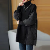 2025 Autumn And Winter New Ocean Collar Splicing Sweater Female Korean Version Of The Fashion Loose Warm Coat Design Sense Niche HZ1220