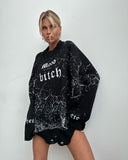 Ins Blogger Wind With Loose Letter Embroidery Personality Tattered Knitted Sweater Casual Personality Sweater Women Autumn And Winter HZ1208