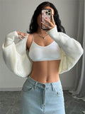 2025 New Loose Knitted Cardigan Short Sweater Shawl Jacket HZ1208