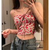 2025 Sweet Babes Shredded Flower Sling Vest Women In Summer Pure Desire To Show Back Sleeveless Tie Inside A Short Blouse HZ1208