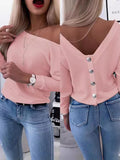 Exploding Small Fragrant Wind Long-Sleeved Knitted Shirt V Collar High-Waist Solid Color Short Coat Slimming High-End Sense HZ1220