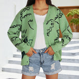 Yangyang Long-Sleeved Knitted Autumn And Winter New Coat Loose Cartoon Dinosaur Cardigan HZ1208