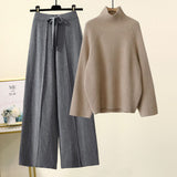 Korean Version Of The Lazy Suit Women 2025 New Autumn And Winter Thick Thick Knitted Knitted Knitted Wide Leg Pants Two Sets HZ1220