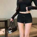Low-Rise Thin Casual Pants Women Spring Suction Hot Pants Bag Hip Pants Leggings Black Pants HZ1208