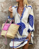 Spring And Summer 2025 New Leisure Long Shirt INS Loose Vacation V-Neck Dress Woman HZ1220