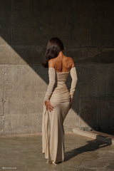 Ingrid Metallic Knit Maxi Dress - Bronze